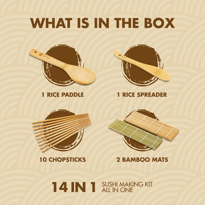 Sushi Making Kit with Bamboo Roller and Mat