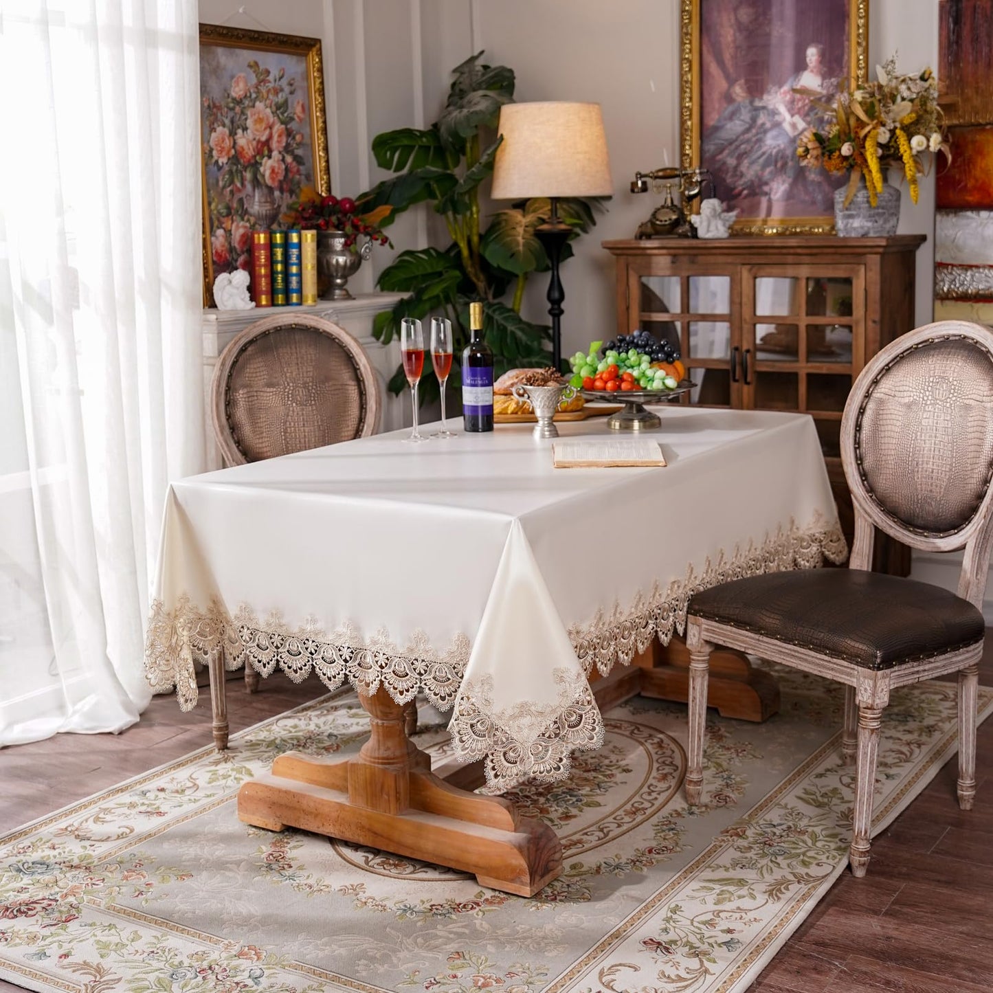 Lace Tablecloth Waterproof Rectangle for Weddings