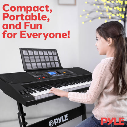 Pyle Portable 61-Key Digital Karaoke Piano With Case Stand And Stool