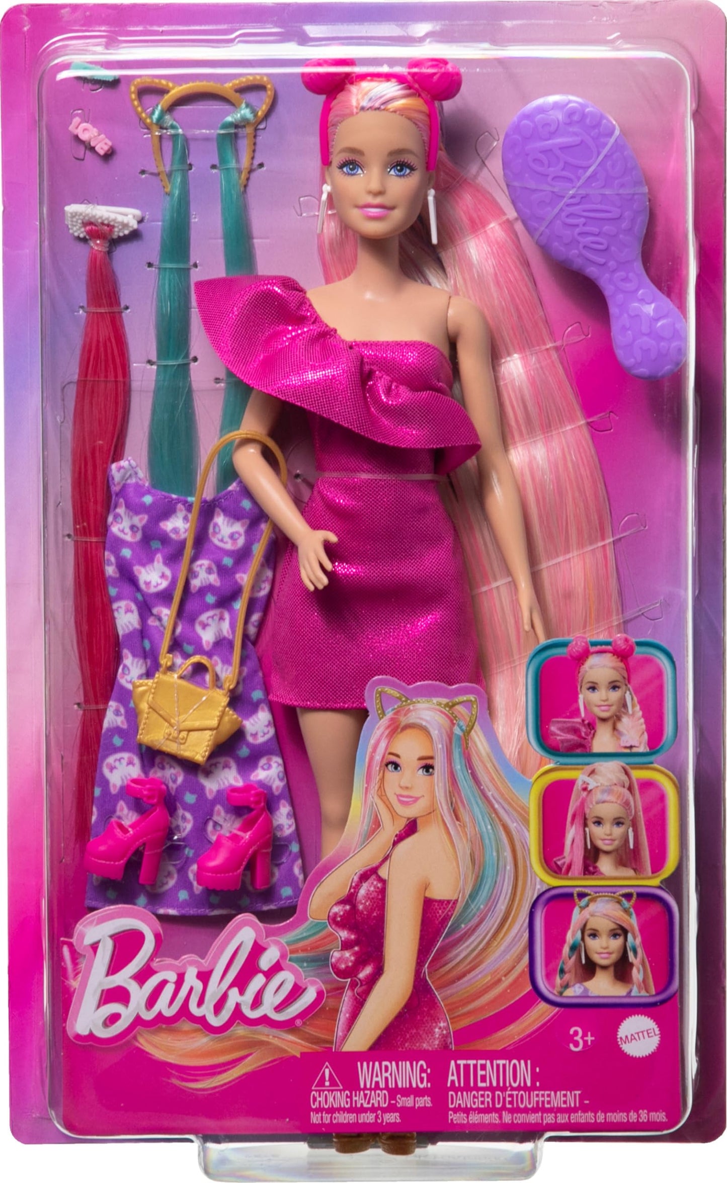 Barbie Fashion Doll with Color-Streaked Hair Set