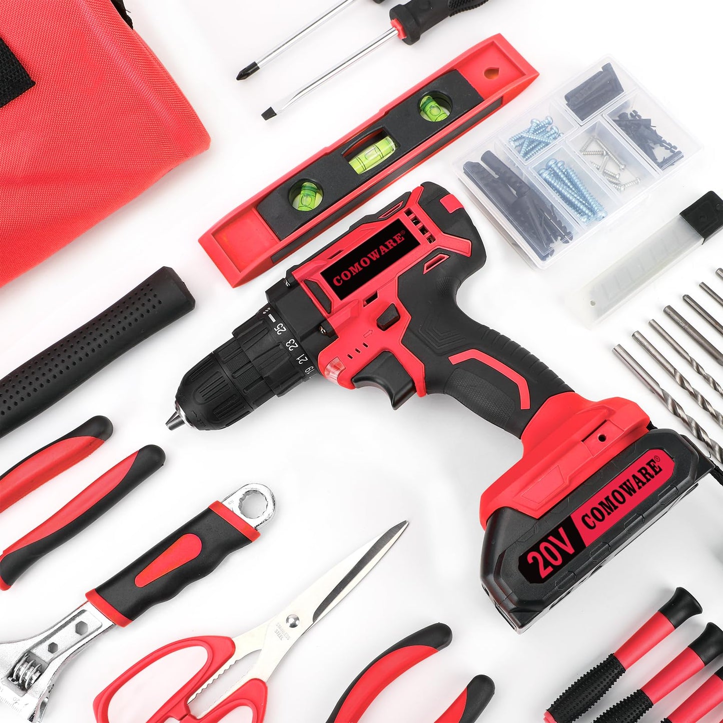 COMOWARE 171PCS Tool Kit with Cordless Drill