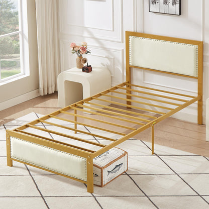 Twin Size Bed Frame with Upholstered Headboard
