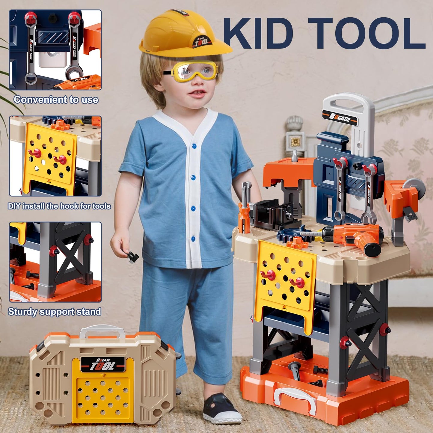 Kids Tool Bench Set with Electric Drill, 78 Pieces