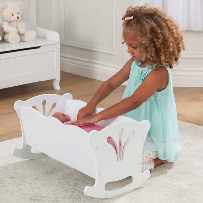 KidKraft Wooden Doll Rocking Cradle with Accessories
