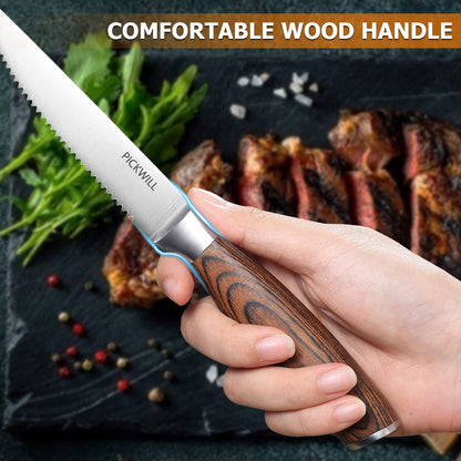 PICKWILL 4-Piece High Carbon Steak Knife Set