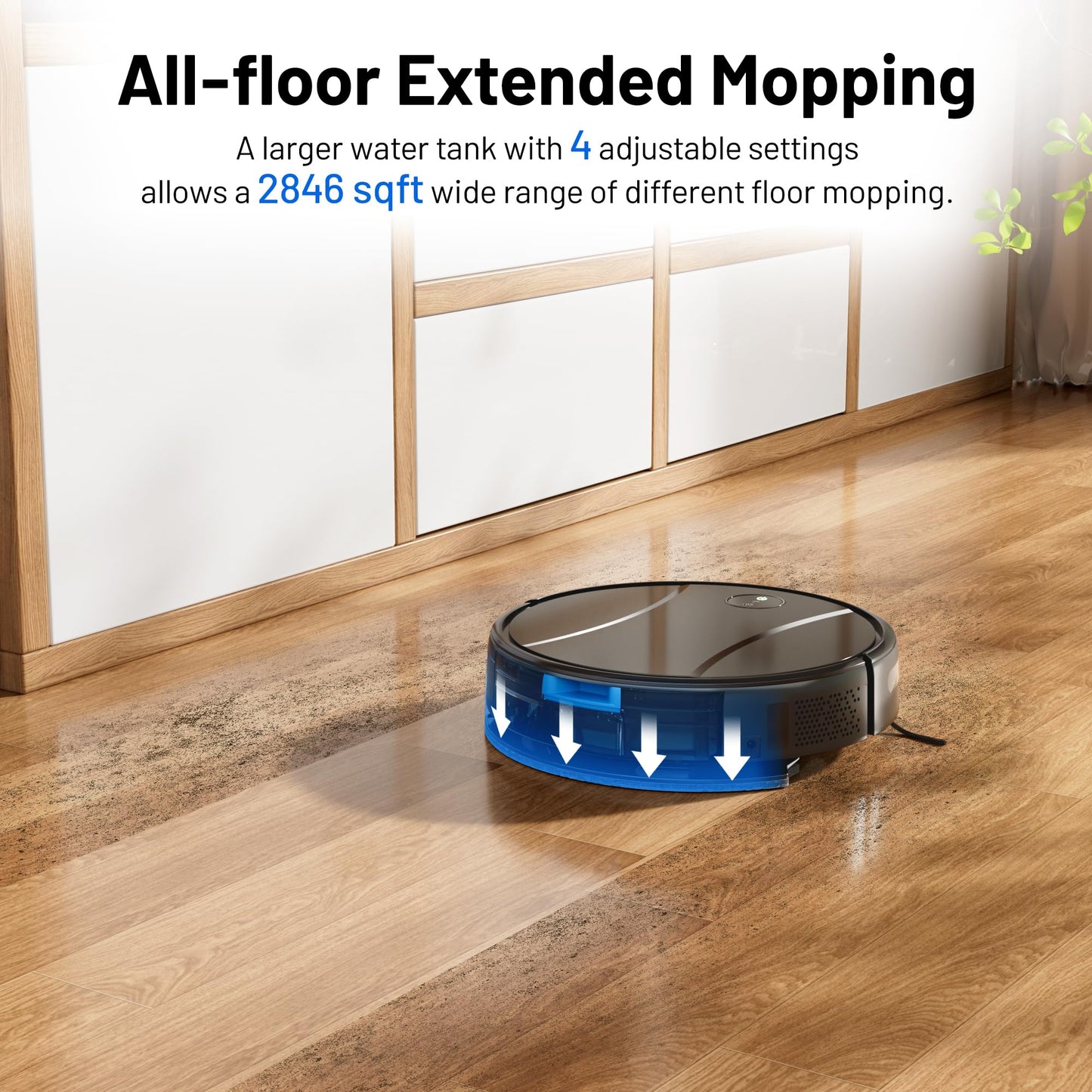 Tipdiy Robot Vacuum and Mop Combo,4200Pa Powerful Robotic Vacuum Cleaner with Self-Charging, Home Automatic Robot Aspiradora for Hardwood Floor, Low Carpet, Pet Hair, App&Voice&Remote Control