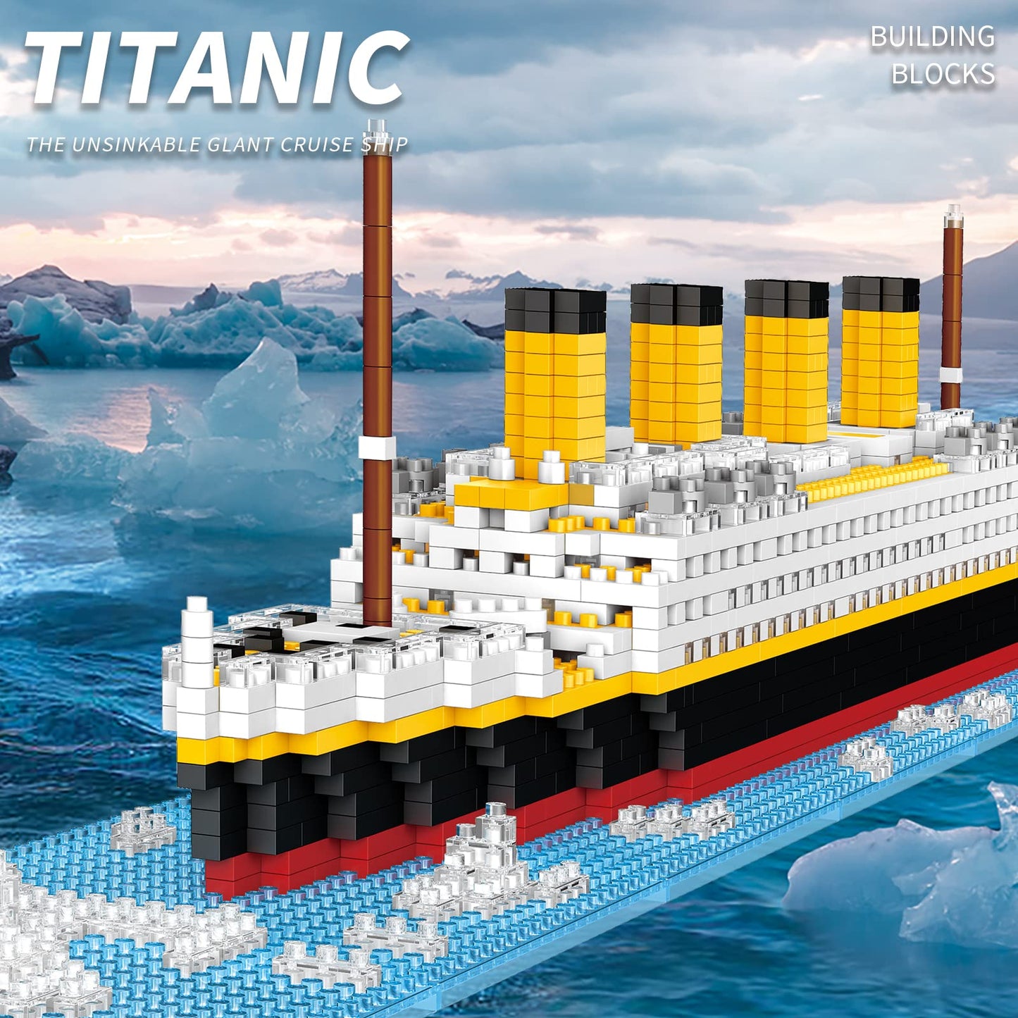 Snlywan 1706 PCS Titanic Toys Building Set with LED Strip, Model Blocks Kit, Micro Mini Light Up Toy,Titanic Gifts for Adults and Kids