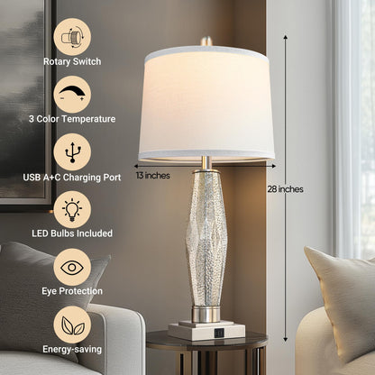 2 Pack Table Lamps with USB Charging Ports