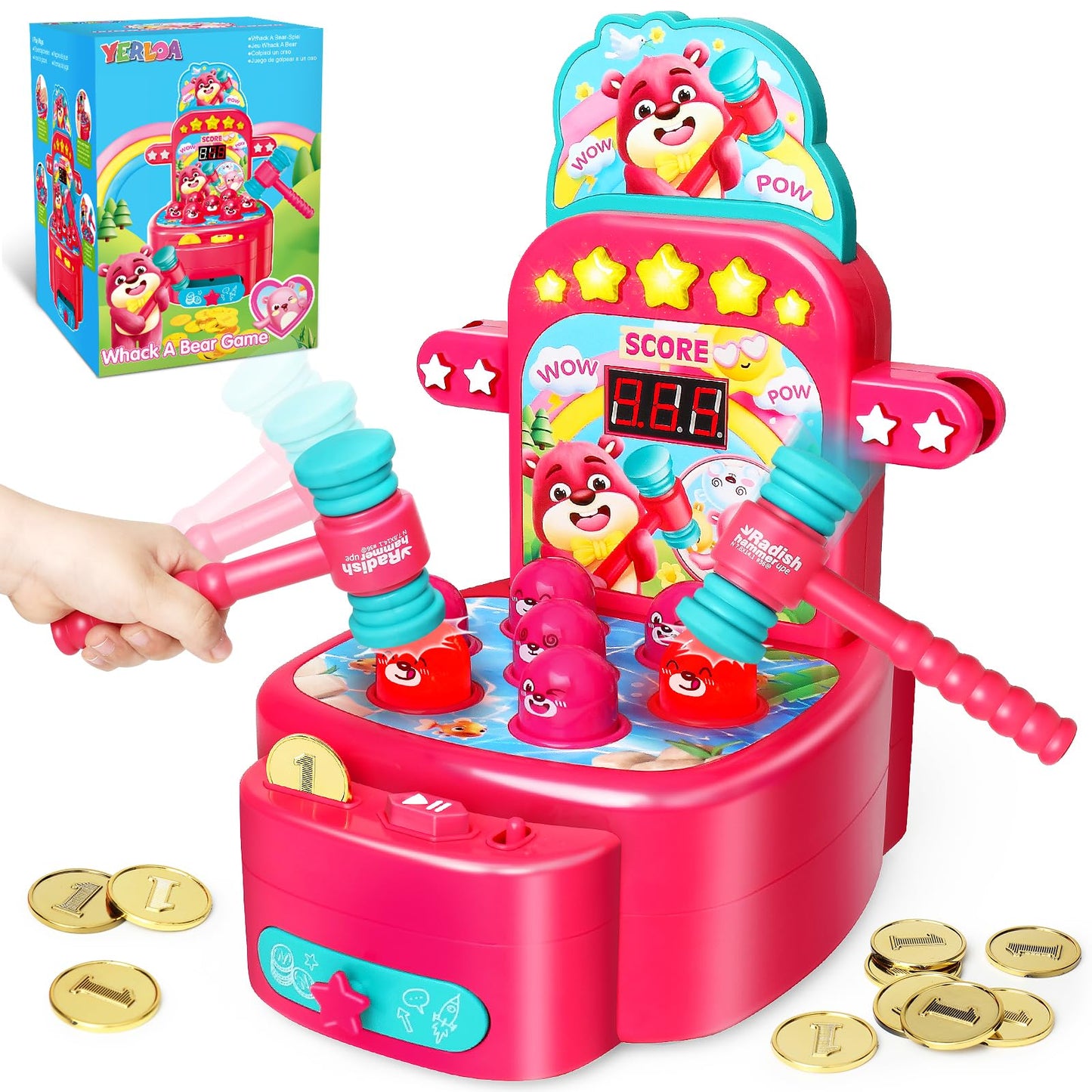 Whack A Mole Game for Toddlers with Hammers