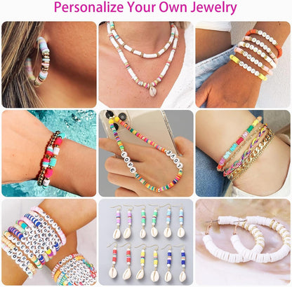 Girls Gifts Bracelet Making Kit with 20 Colors Polymer Clay Beads and Charms Letter Beads