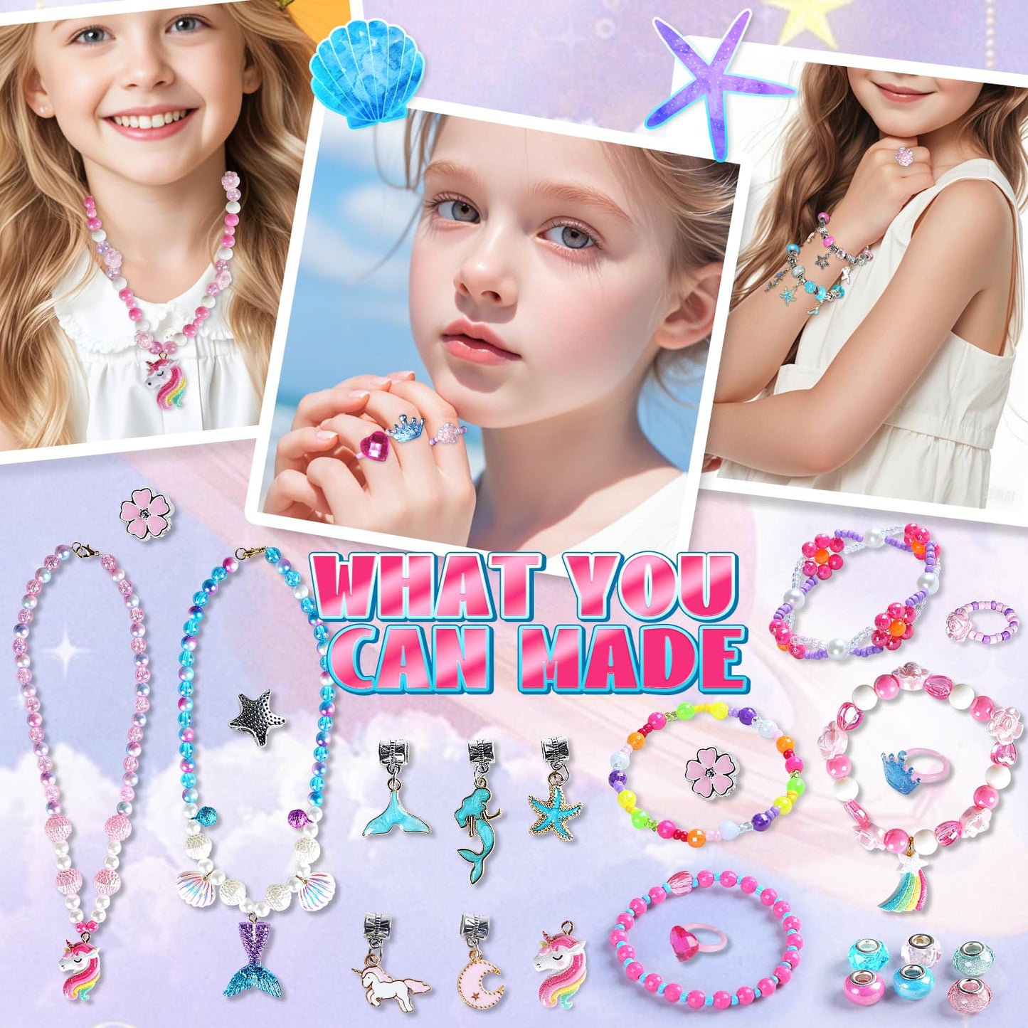 FUNSENLY 2000pcs Charm Beads Jewelry Making Kit