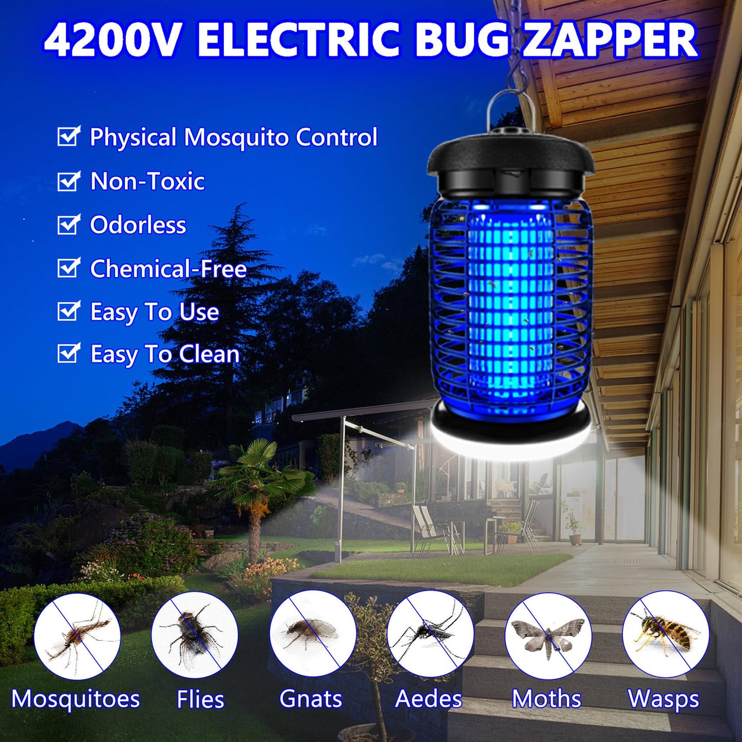Outdoor Mosquito Zapper with LED Light
