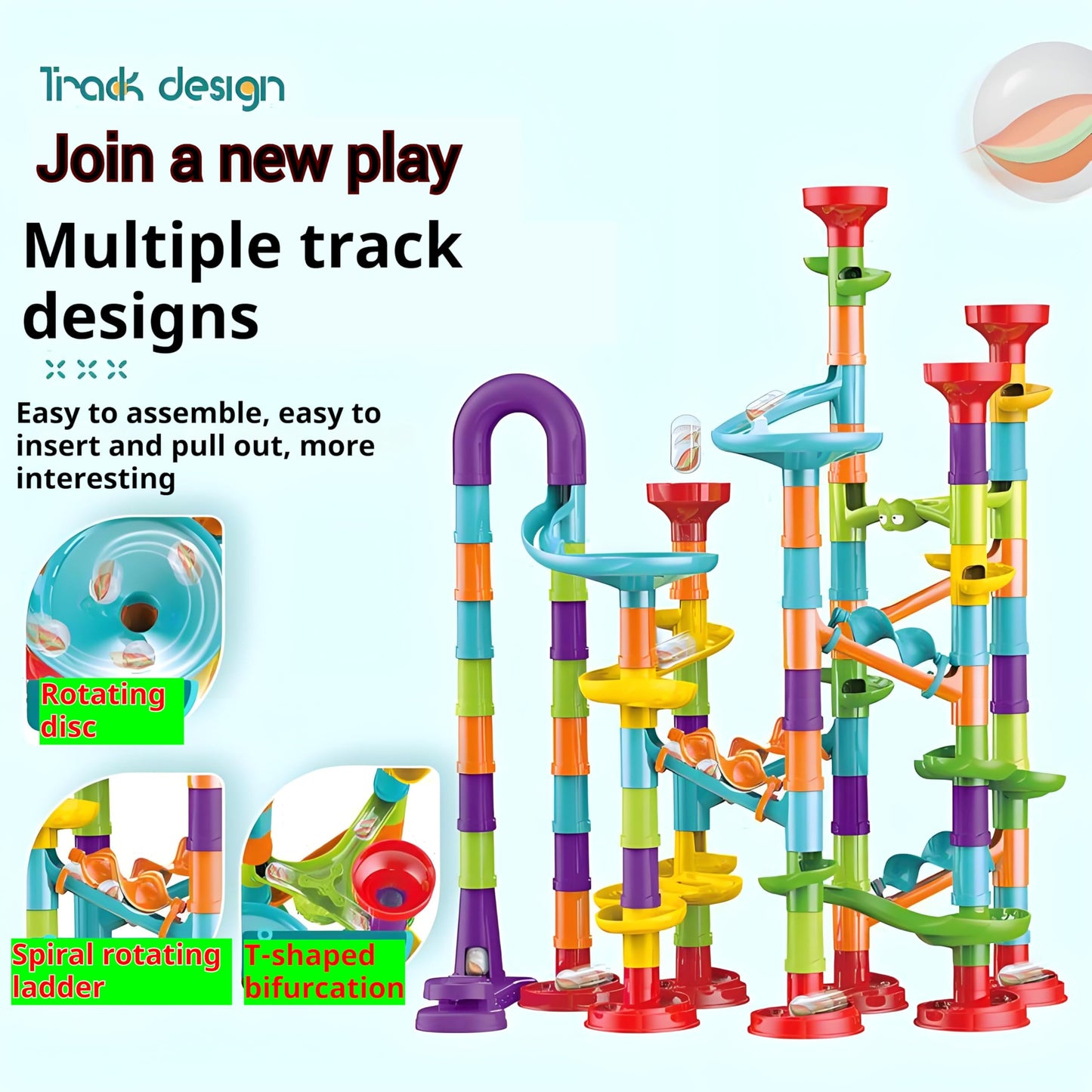 172 Pcs Marble Run STEM Toy for Kids