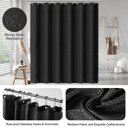 22PCS Black Bathroom Accessories Set with Curtain