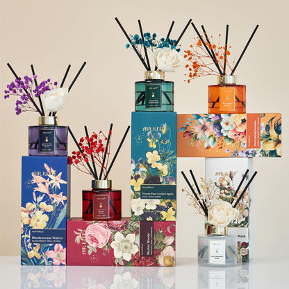 Airkeep Flower Reed Diffusers Set, 5.07 oz Pineapple/Rose/Cedarwood Scented Oil Diffuser with 8 Reed Sticks, Home Fragrance Diffuser Gift Set for Bathroom & Office Decor 150ml