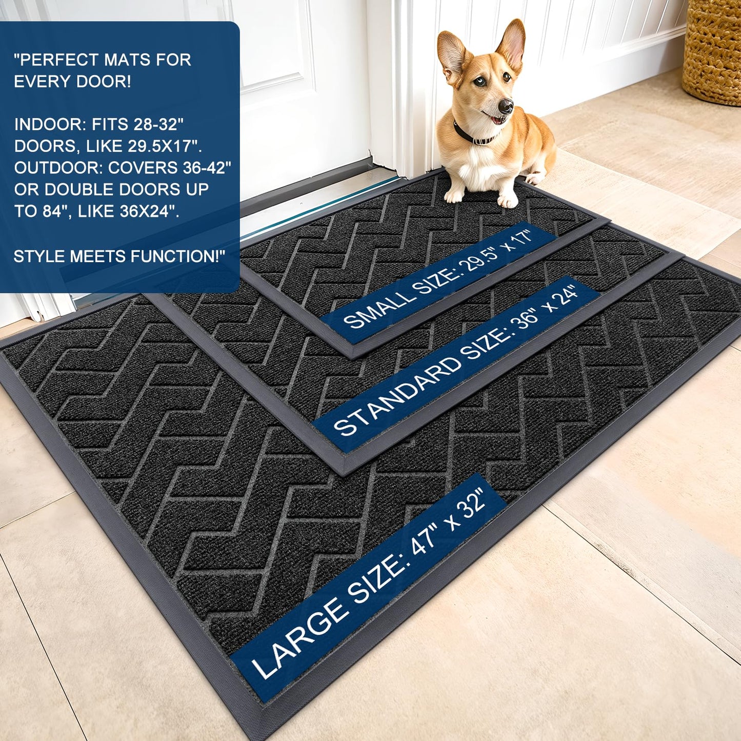 OLANLY Waterproof All-Weather Door Mat, 29.5x17