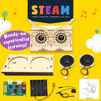STEM Kits for Kids Age 8-10-12-14 - Build Your Own Bluetooth Speaker Kit - Science & Puzzle Kits for Kids - Stem Toys for Boys & Girls - Snap Circuits Gift for Teens Boys & School Projects (Model OWL)