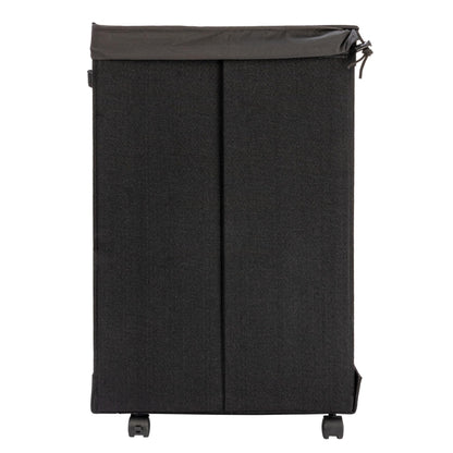 Household Essentials Narrow Collapsible Laundry Hamper with Liner and Lid, Black HE1059