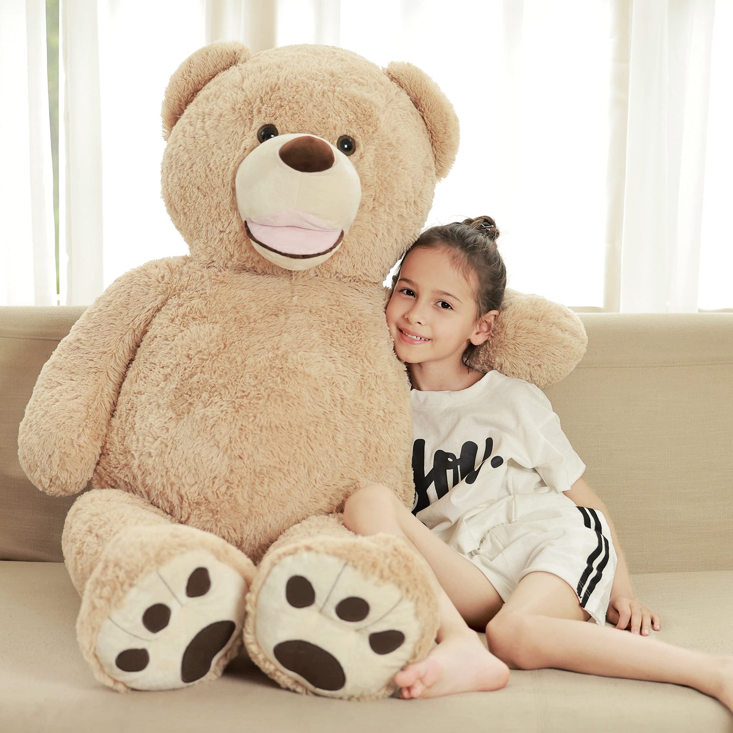 Poutmac Giant Teddy Bear 51 Inches Big Stuffed Animals Teddy Bear for Girlfriend Plush Toy Brown for Girls Boys Christmas Valentine's Day Birthday Wedding