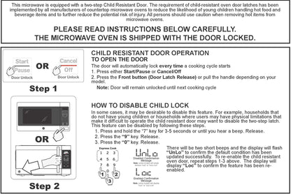 GE 950W Countertop Microwave with Child Lock