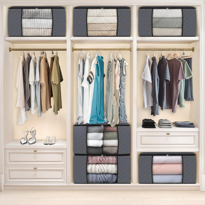 6 Pack Foldable Fabric Storage Bags for Organizing