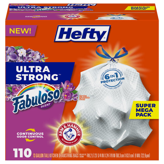 Hefty 13 Gallon Tall Kitchen Trash Bags, Fabuloso Scent