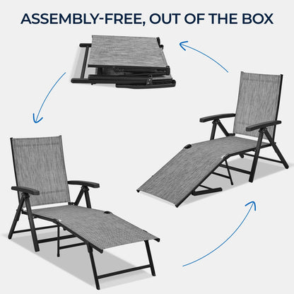 2 Pack Yaheetech Outdoor Folding Lounge Chairs