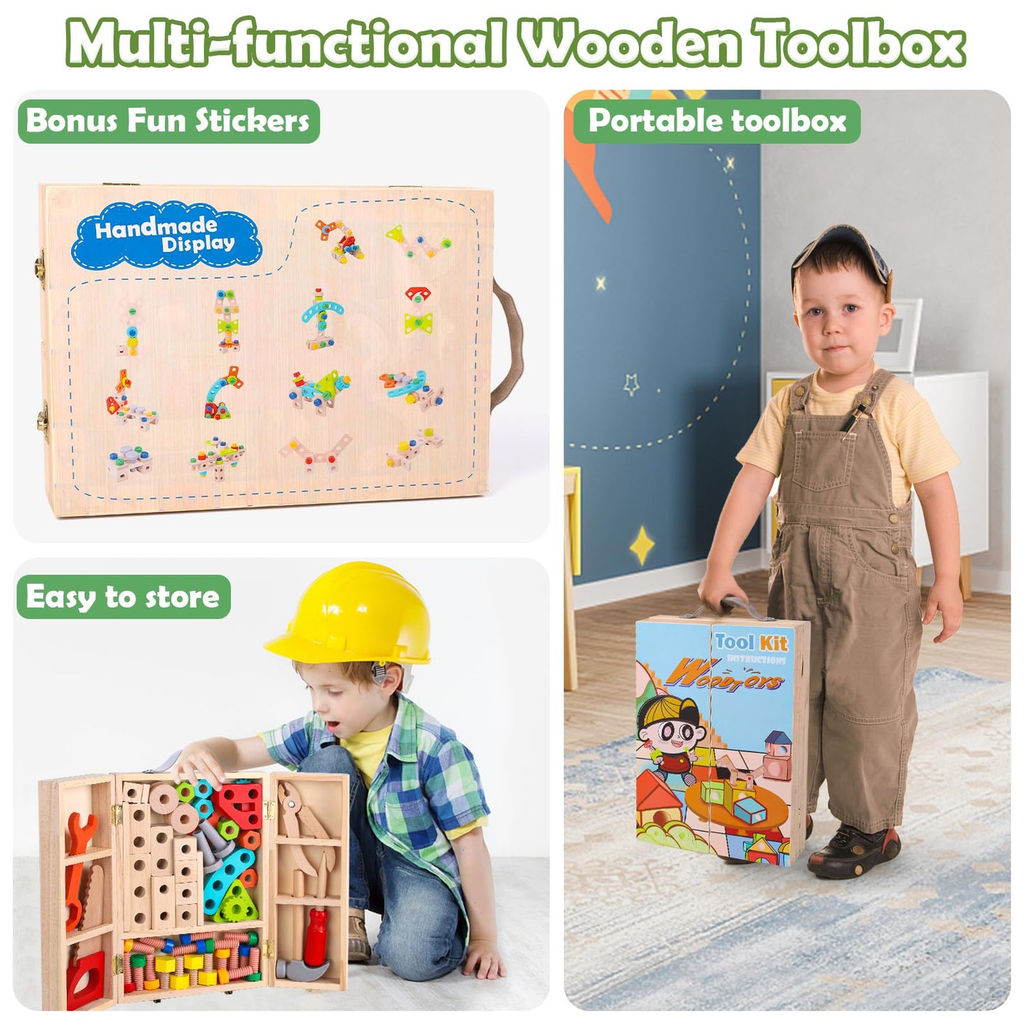 Kids Wooden Tool Set for Pretend Play STEM
