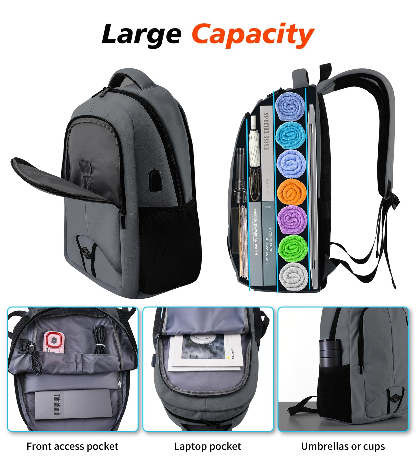 Zecti Travel Laptop Backpack with USB Charging