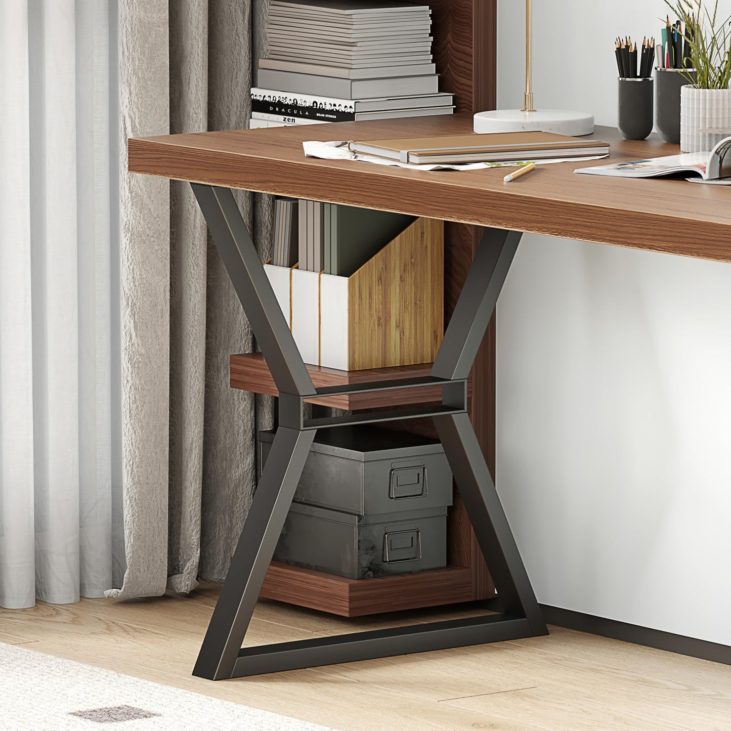 Metal Desk Legs Set of 2, 28" Black
