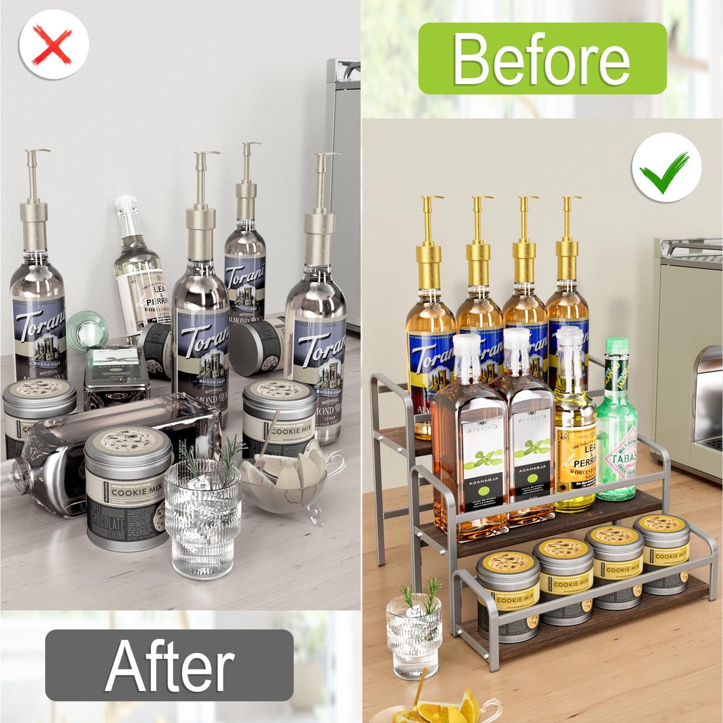 3-Tier Coffee Syrup Rack for Countertop Storage