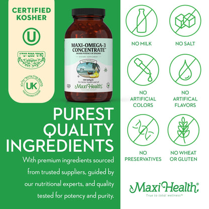 Omega 3 Fish Oil Supplement for Women and Men - Triple Strength 2000 mg Fish Oil with Omega 3 Fatty Acids Supplements Including EPA, DHA - Support for Heart Brain & Joint Health Kosher 90 Softgels