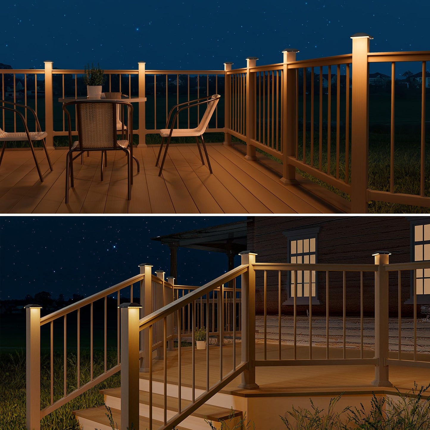 VOLISUN Solar Fence Post Lights - 8 Pack