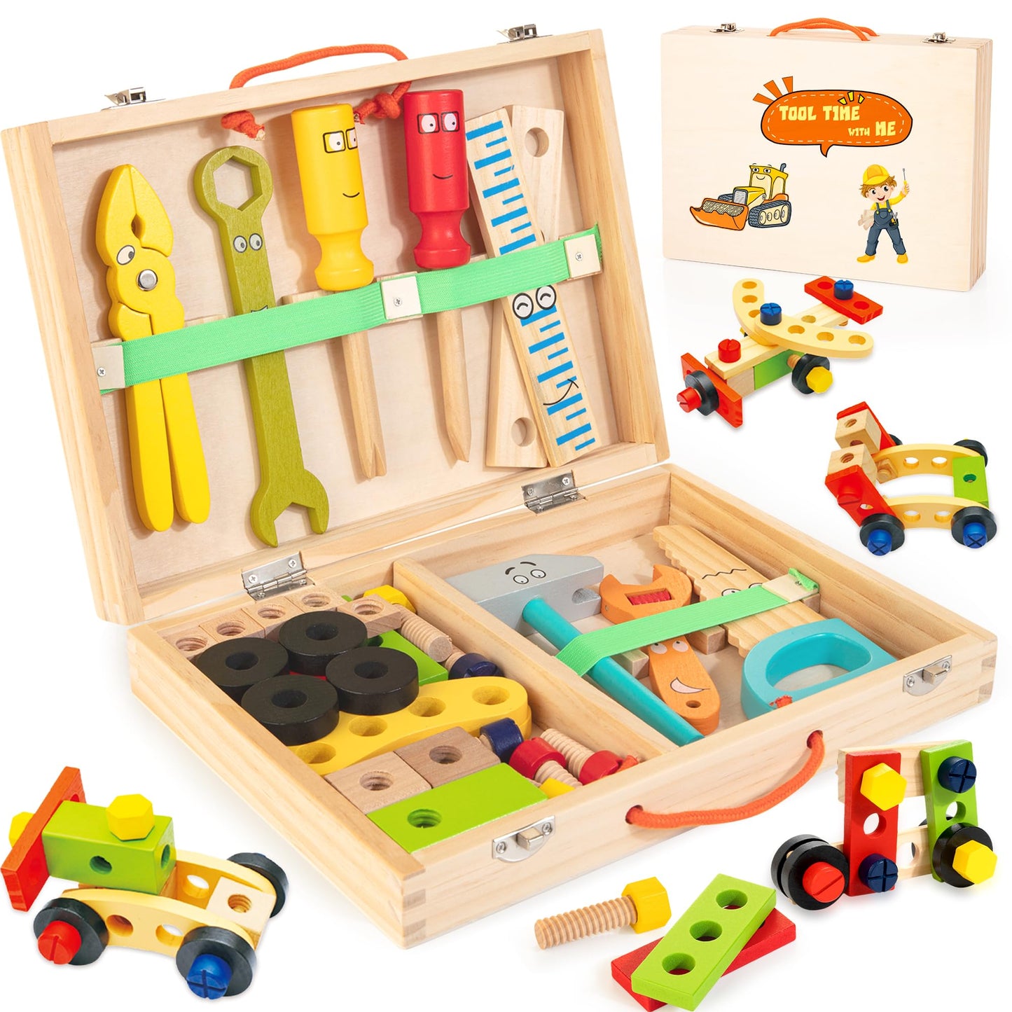 Toddler Tool Set with Toolbox & DIY Stickers