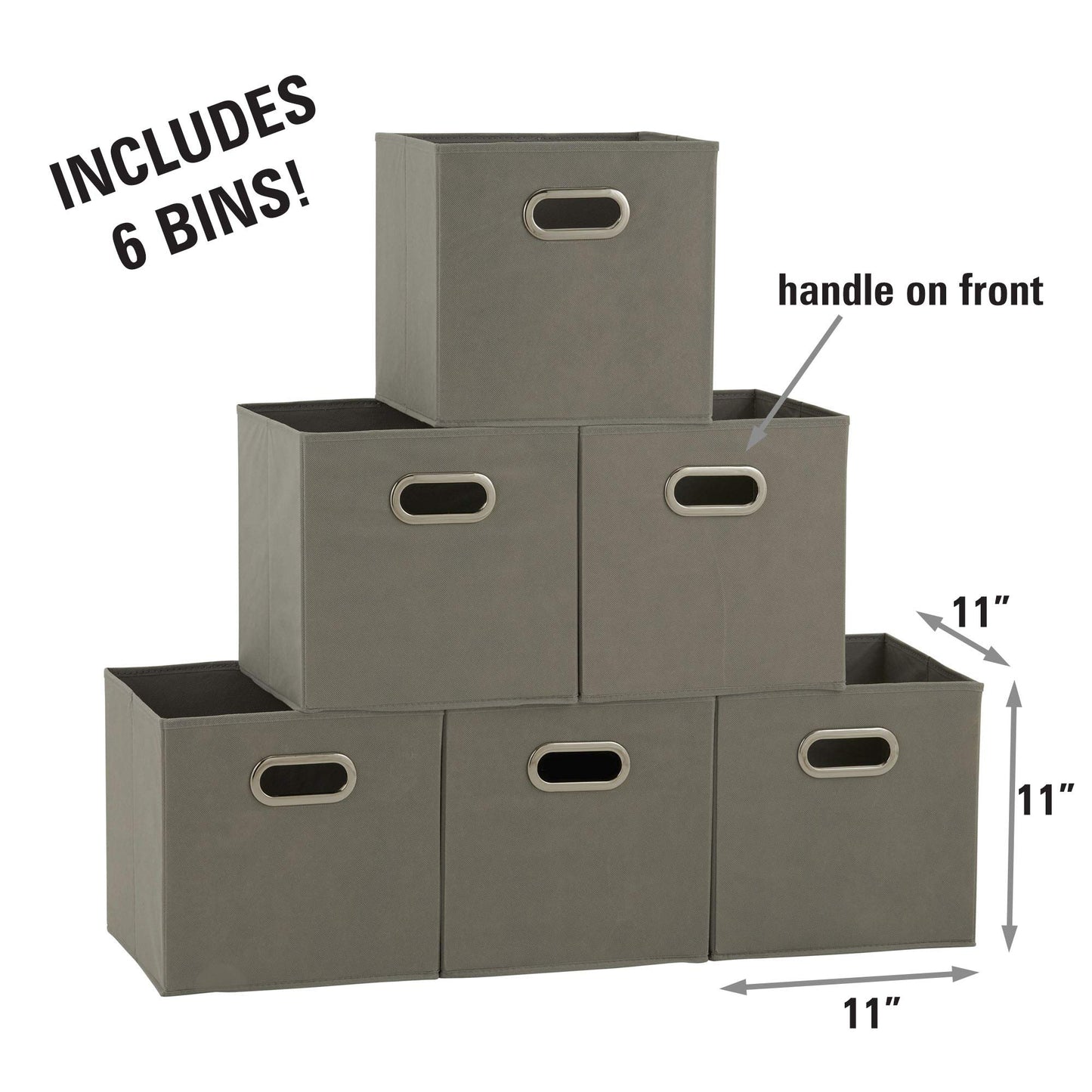 Set of 6 Foldable Storage Bins with Handles