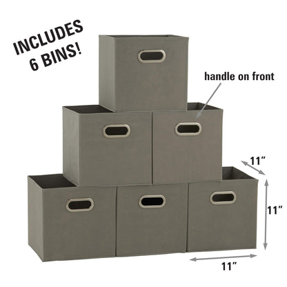 Set of 6 Foldable Storage Bins with Handles
