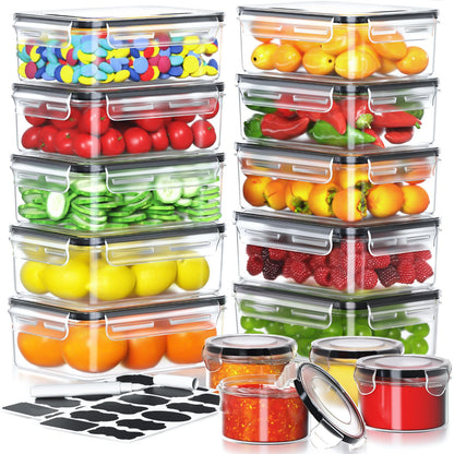 28 Pcs Food Storage Containers with Lids (14 Lids & 14 Containers),Airtight BPA Free Microwave Dishwasher/Freezer Safe Plastic Food Containers Set for Kitchen Organization for Meal Prep & leftover