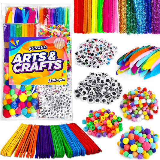 FUNZBO 1200pcs Arts and Crafts Supplies for Kids