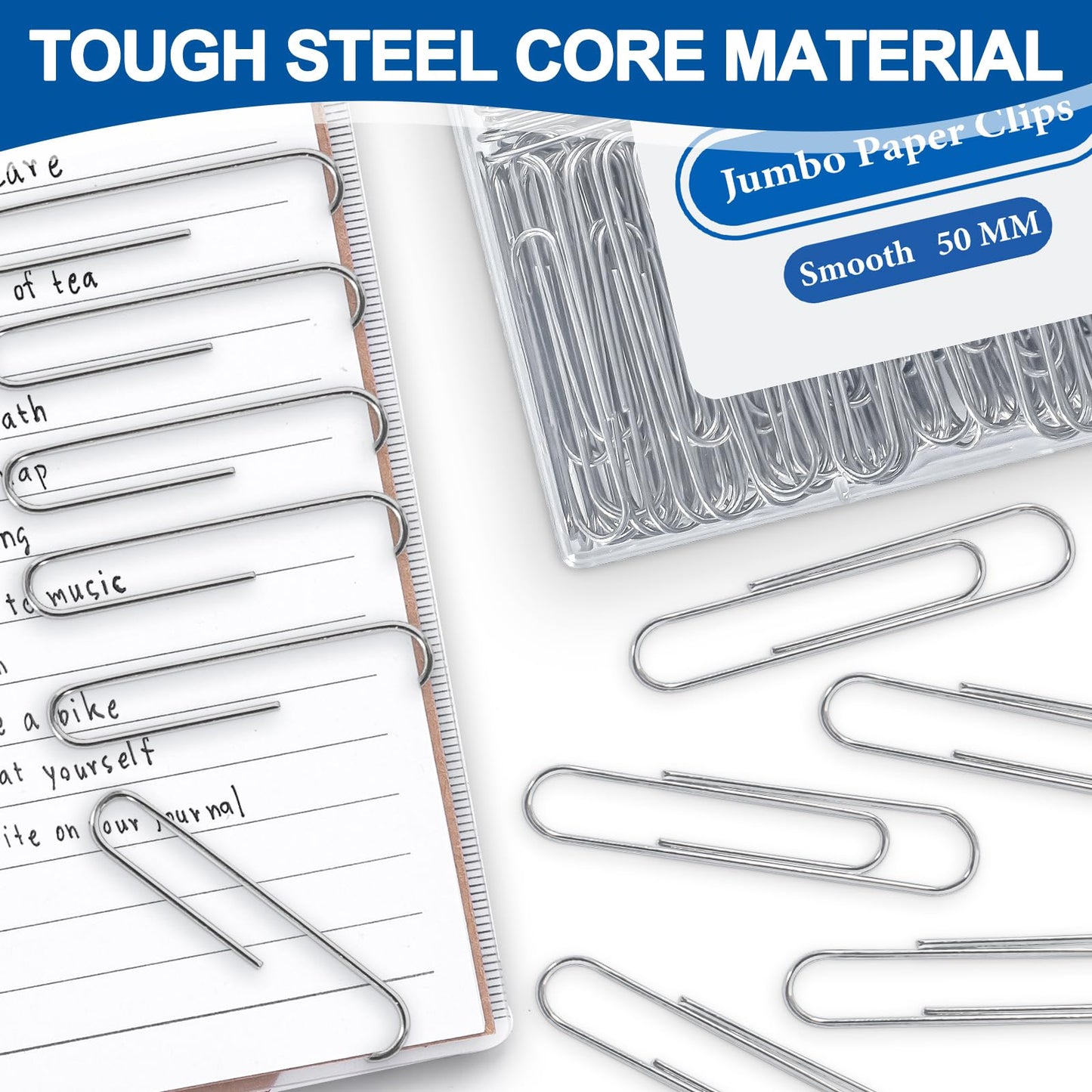 100 Pack Jumbo Paper Clips - Heavy Duty Silver