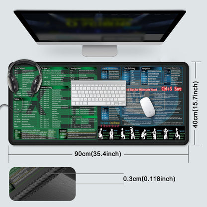 XXL Mouse Pad with Excel & Word Shortcuts