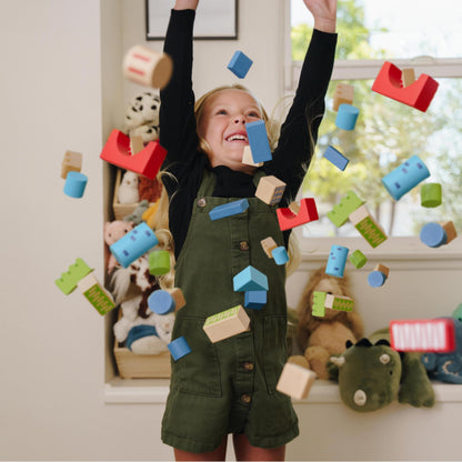 Discovery Kids 80-Piece Wooden Building Blocks Set