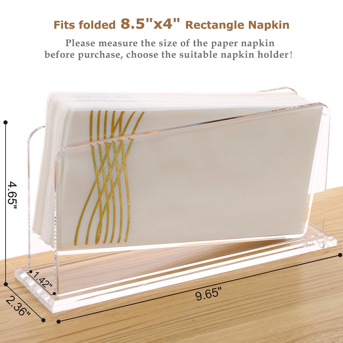 Napkin Holders for Paper Napkins, Table Dinner Acrylic Napkin Dispenser Caddy, Rectangular Tissue Organizer Guest Towel Holder Tray for kitchen Countertop, Bathroom Vanity, Dinning Room