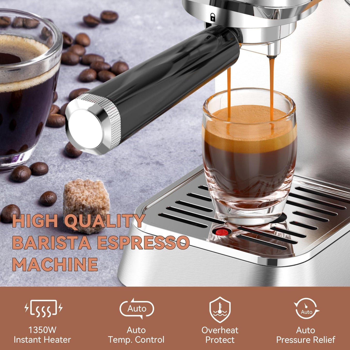 KitchenBoss 20 Bar Espresso Machine with Frother