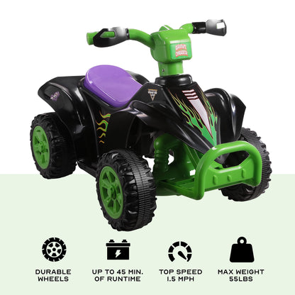 Monster Jam 6V ATV Quad for Kids - Powerful and Safe Ride-On Toy with Rechargeable Battery - Forward and Reverse Driving - Max Weight Capacity of 55 LBS - Ages 2-3 Years