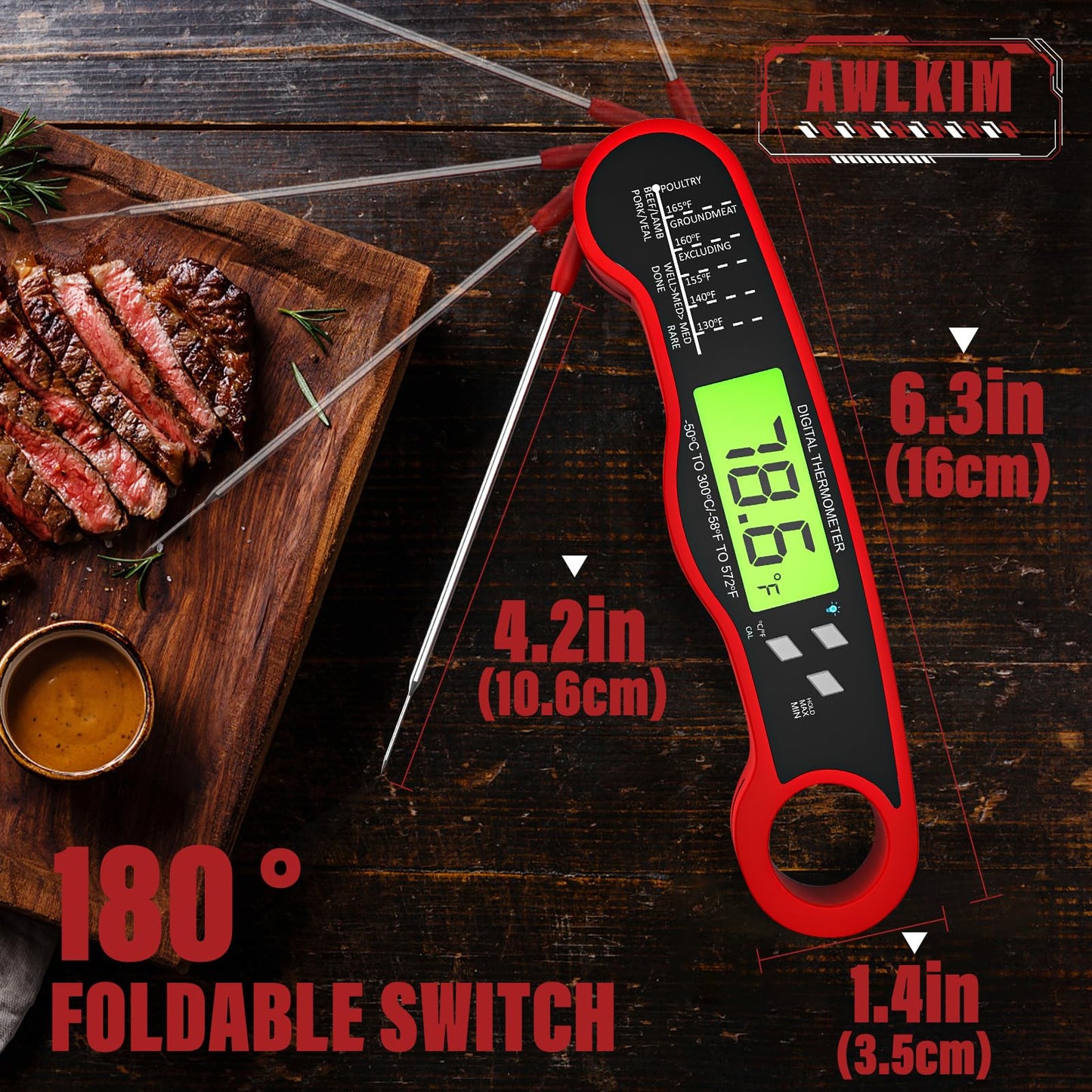 Instant Read Meat Thermometer for Cooking