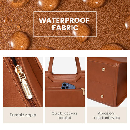 LOVEVOOK 15.6 Inch Leather Laptop Tote Bag