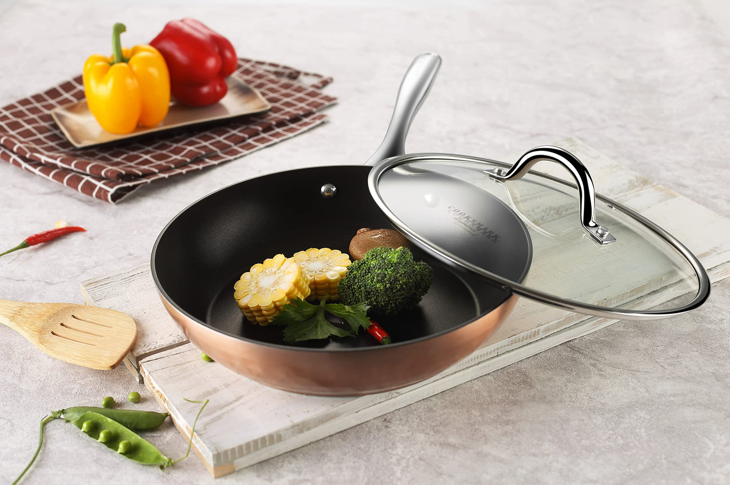 All in One Pan 10-Piece Non Toxic Cookware Set,Non Stick Pots and Pans with Diamond-Infused Coating, Includes Induction Safe Aluminium Kitchen Pans and Pots Set with Glass Lids