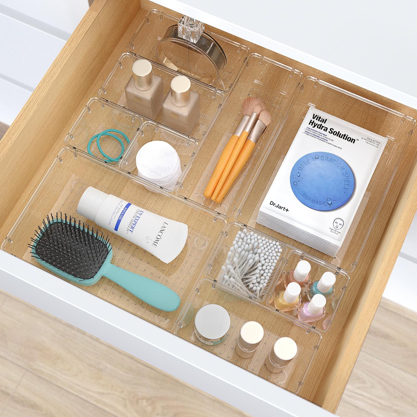 StorMiracle 28 PCS Clear Plastic Drawer Organizers Set, 4 Size Desk Drawer Organizer Trays for Makeup, Jewelry, Kitchen Utensils, Gadgets and Office Accessories