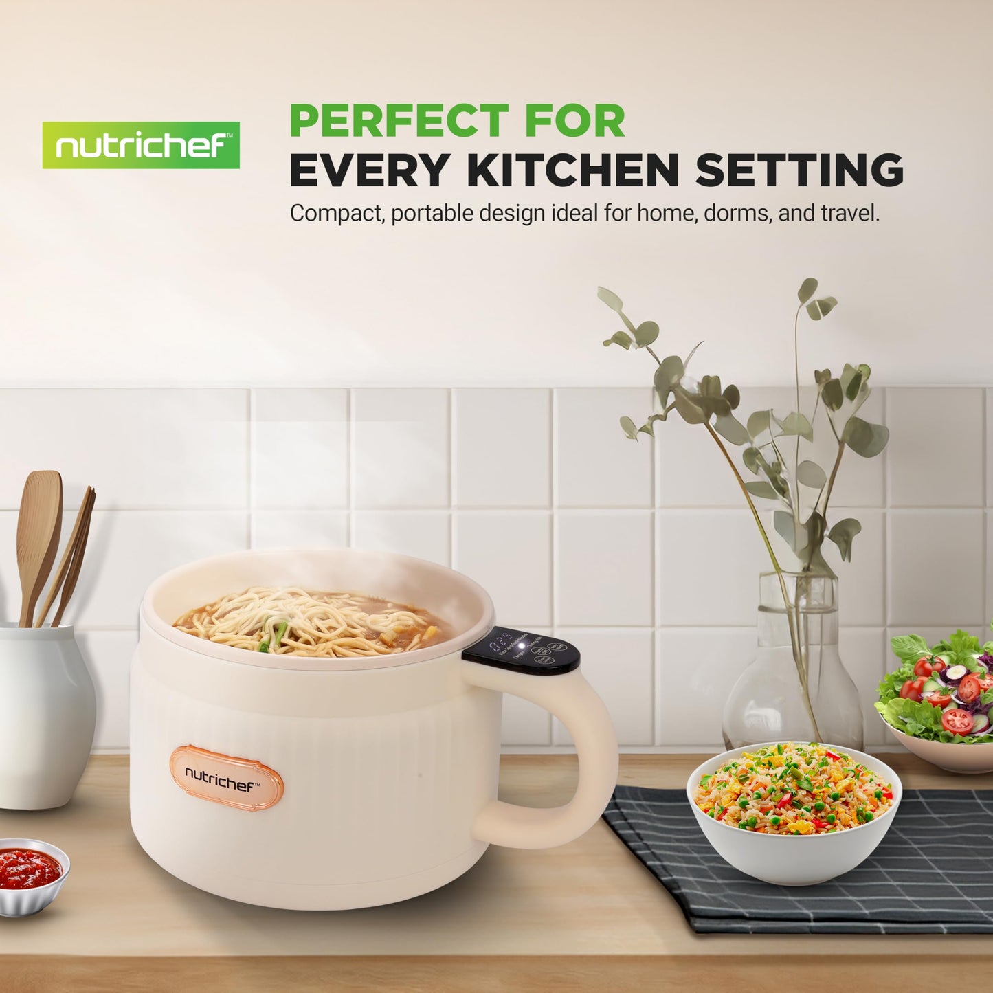NutriChef 1.6 QT Electric Rice Cooker & Lunch Maker