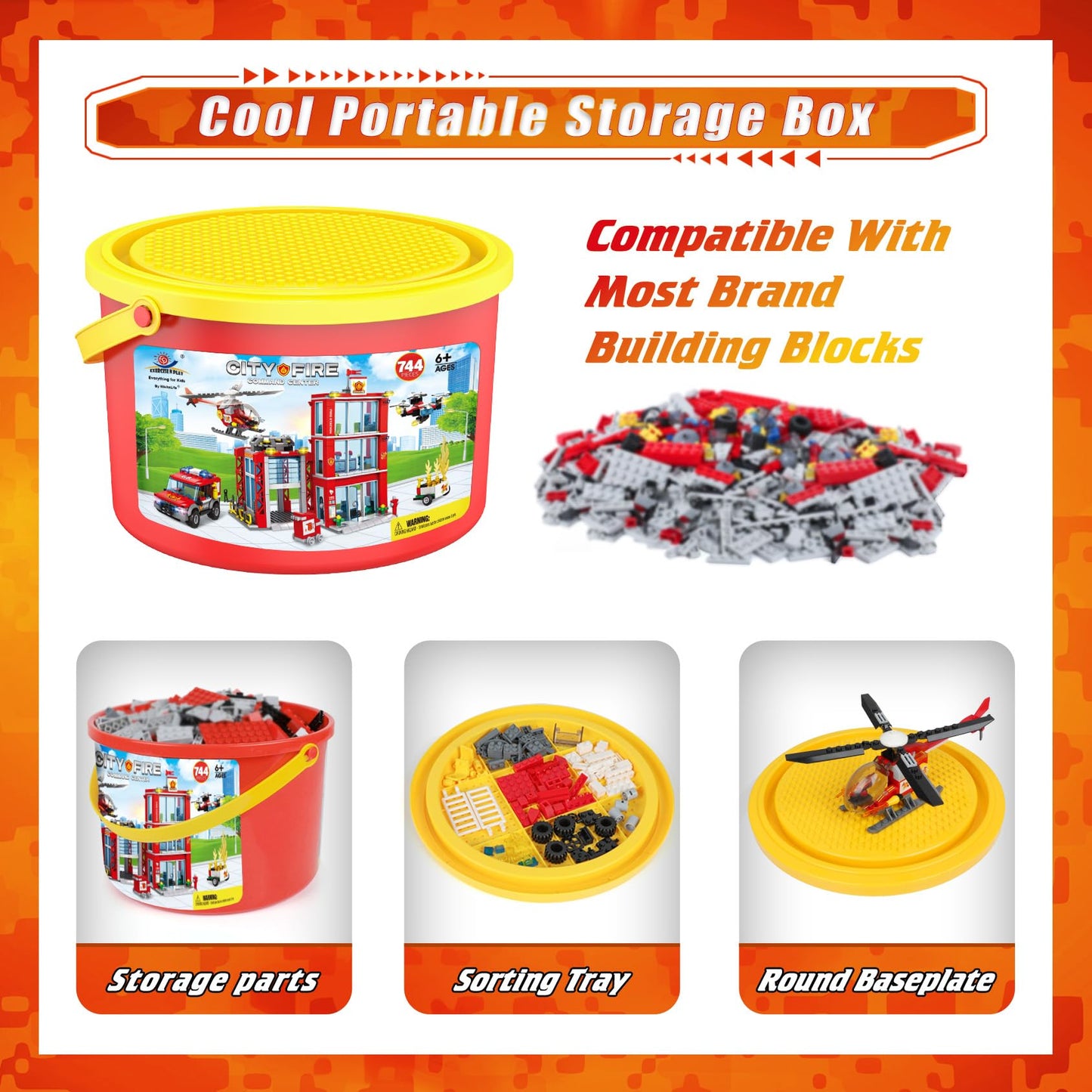 Fire Station Building Blocks Set with Vehicles